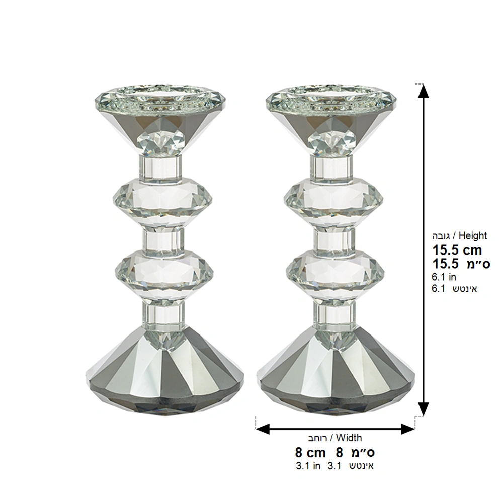 Pair of Crystal Elegant Candlesticks 15.5 cm