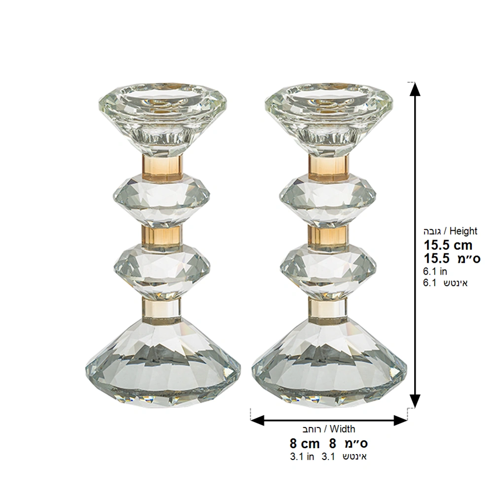 Pair of Crystal Elegant Candlesticks 15.5 cm