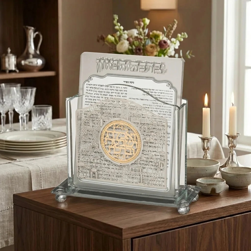 Crystal Benchers Display 18*15 cm with 6 Blessings - Ashkenaz