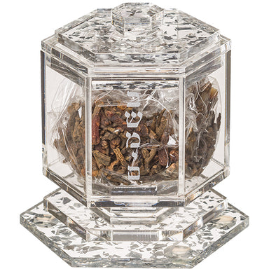 Perspex Besamim Holder 7.5 cm - Silver Glitter
