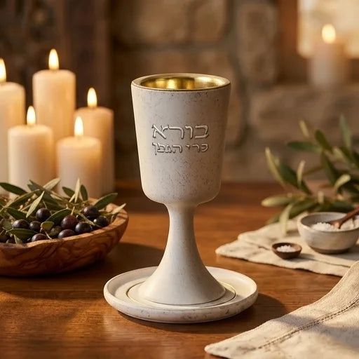 Polymer Kiddush Cup 15 cm with stem & Saucer