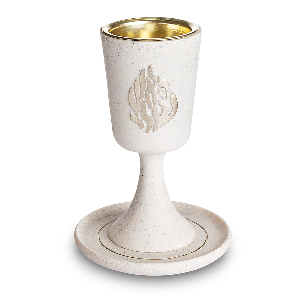 Polymer Kiddush Cup 15 cm with stem & Saucer