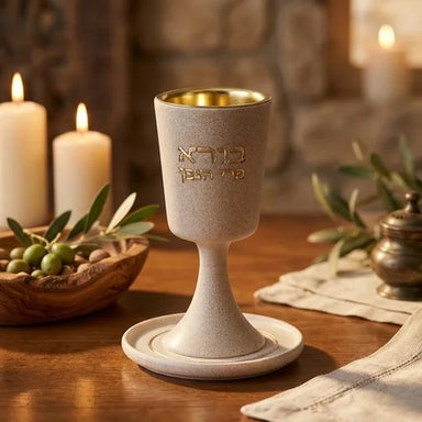 Polymer Kiddush Cup 15 cm with stem & Saucer