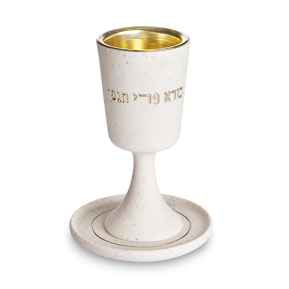 Polymer Kiddush Cup 15 cm with stem & Saucer