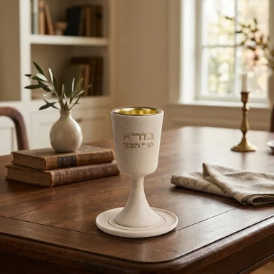 Polymer Kiddush Cup 15 cm with stem & Saucer