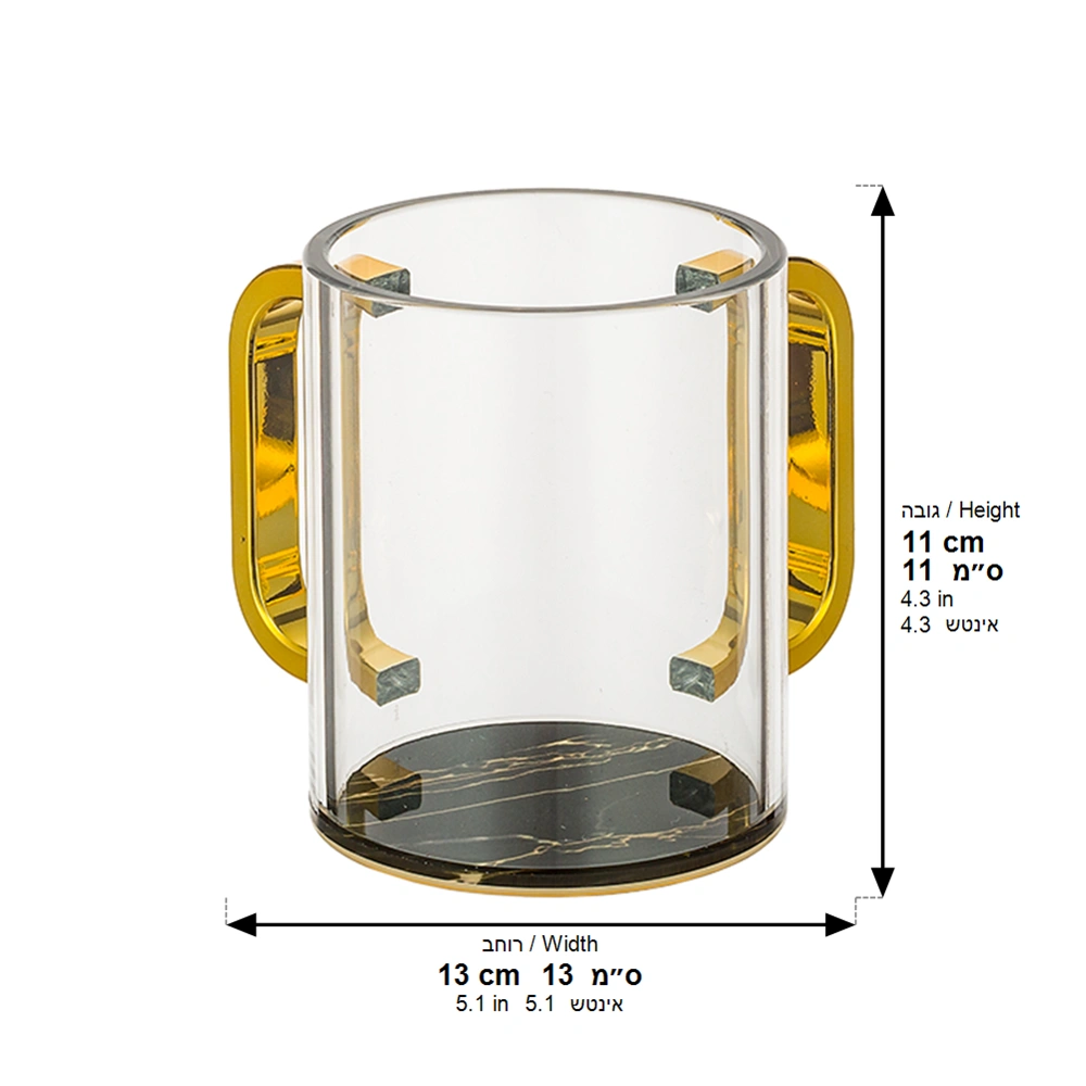 Lucite Clear Washing Cup 11 cm - Black Marble