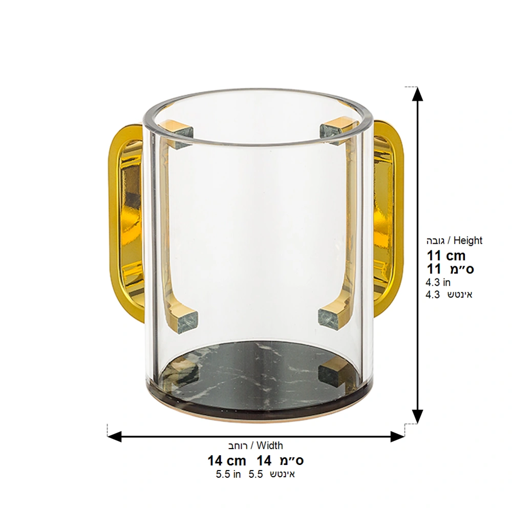 Lucite Clear Washing Cup 11 cm - Black Marble