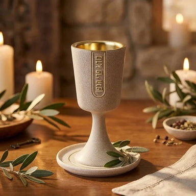 Polymer Kiddush Cup 15 cm with stem & Saucer