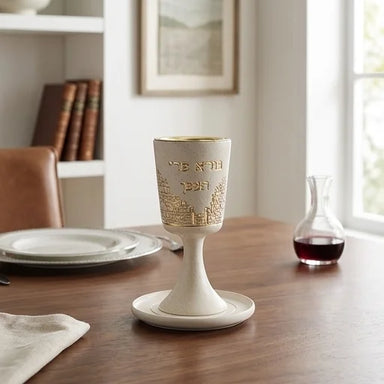 Polymer Kiddush Cup 15 cm with stem & Saucer