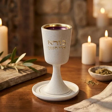 Polymer Kiddush Cup 15 cm with stem & Saucer