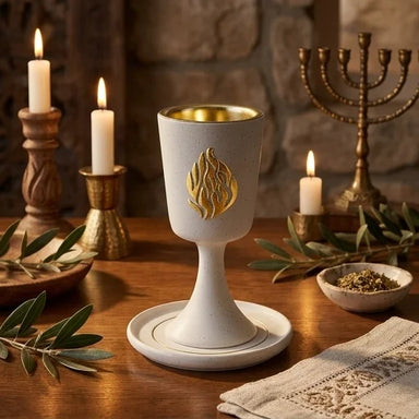 Polymer Kiddush Cup 15 cm with stem & Saucer
