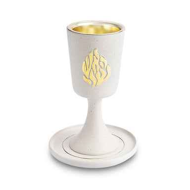 Polymer Kiddush Cup 15 cm with stem & Saucer