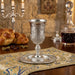 Silver Plated Kiddush Cup with Saucer - Pearl