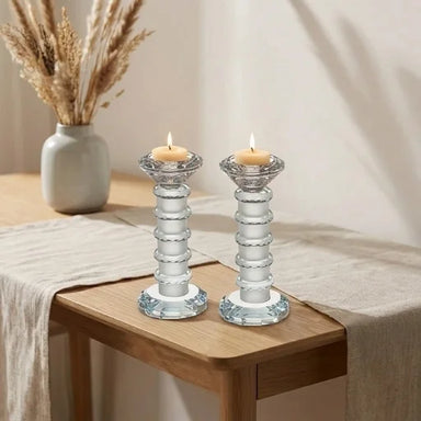 Pair of Crystal Elegant Candlesticks 15.5 cm