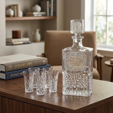 Set of Crystal Wine Bottle with 6 Liquer Glass