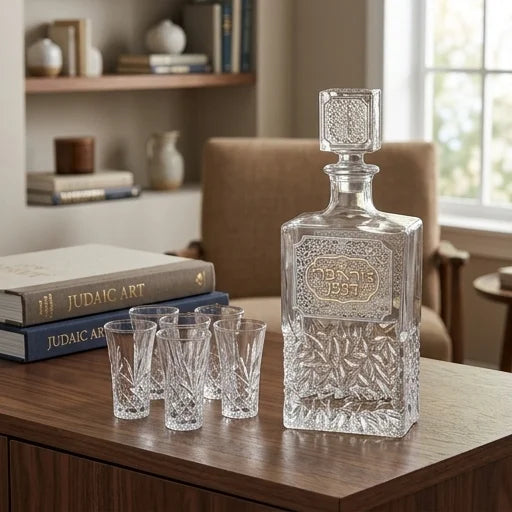 Set of Crystal Wine Bottle with 6 Liquer Glass
