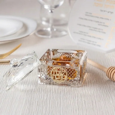 Crystal Honey Dish 7*7 cm with Metal Plaque