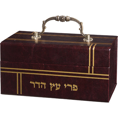 Leatherette Etrog Box with Handle & Lock 13*19*11 cm - Brown