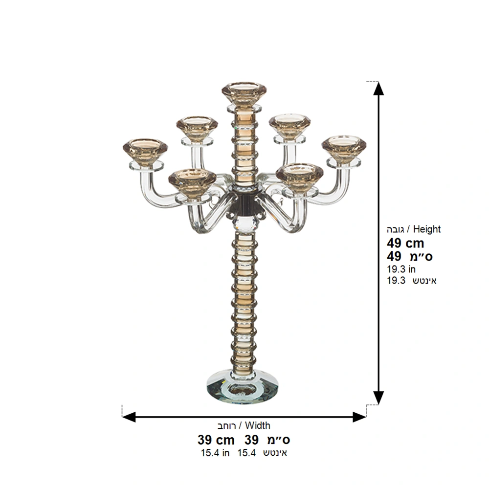 Crystal 7 Branch Candlesticks 42 cm - Gold