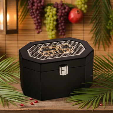 Wood Etrog Box with Metal Plate 18*12*11cm