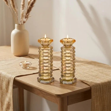 Pair of Crystal Elegant Candlesticks 18 cm
