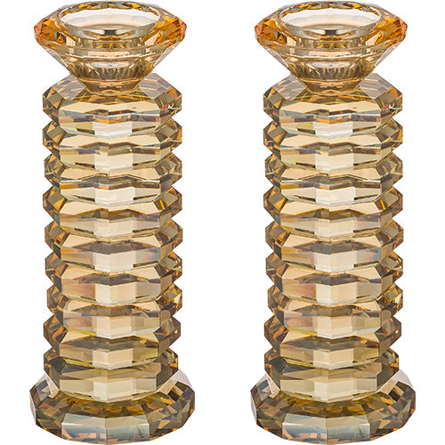 Pair of Crystal Elegant Candlesticks 18 cm
