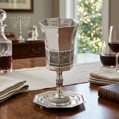 Nickel Kiddush Cup "the Bible Rivers" Contain 120ml // 4.06oz