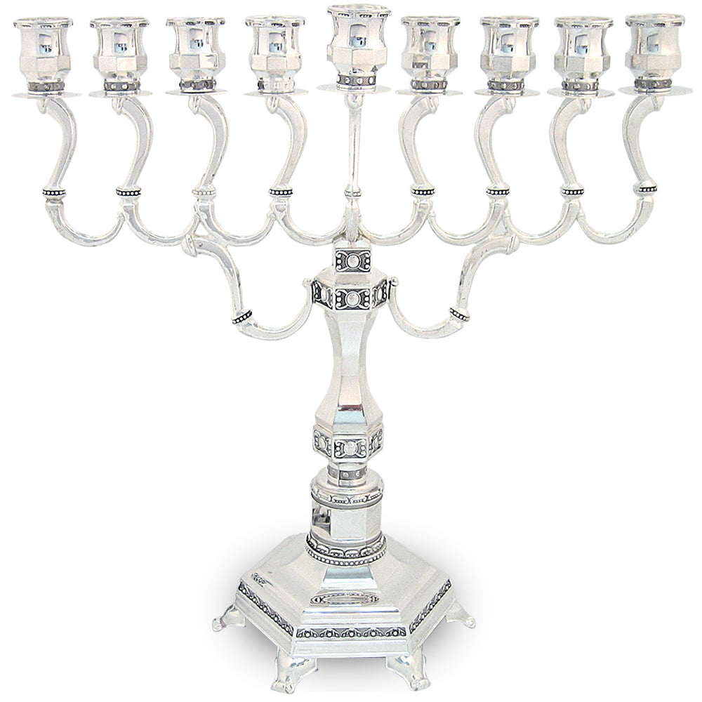 Nickel Plated "Diamond" Menorah 28cm