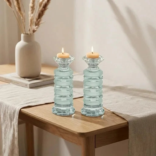 Pair of Crystal Elegant Candlesticks 18 cm