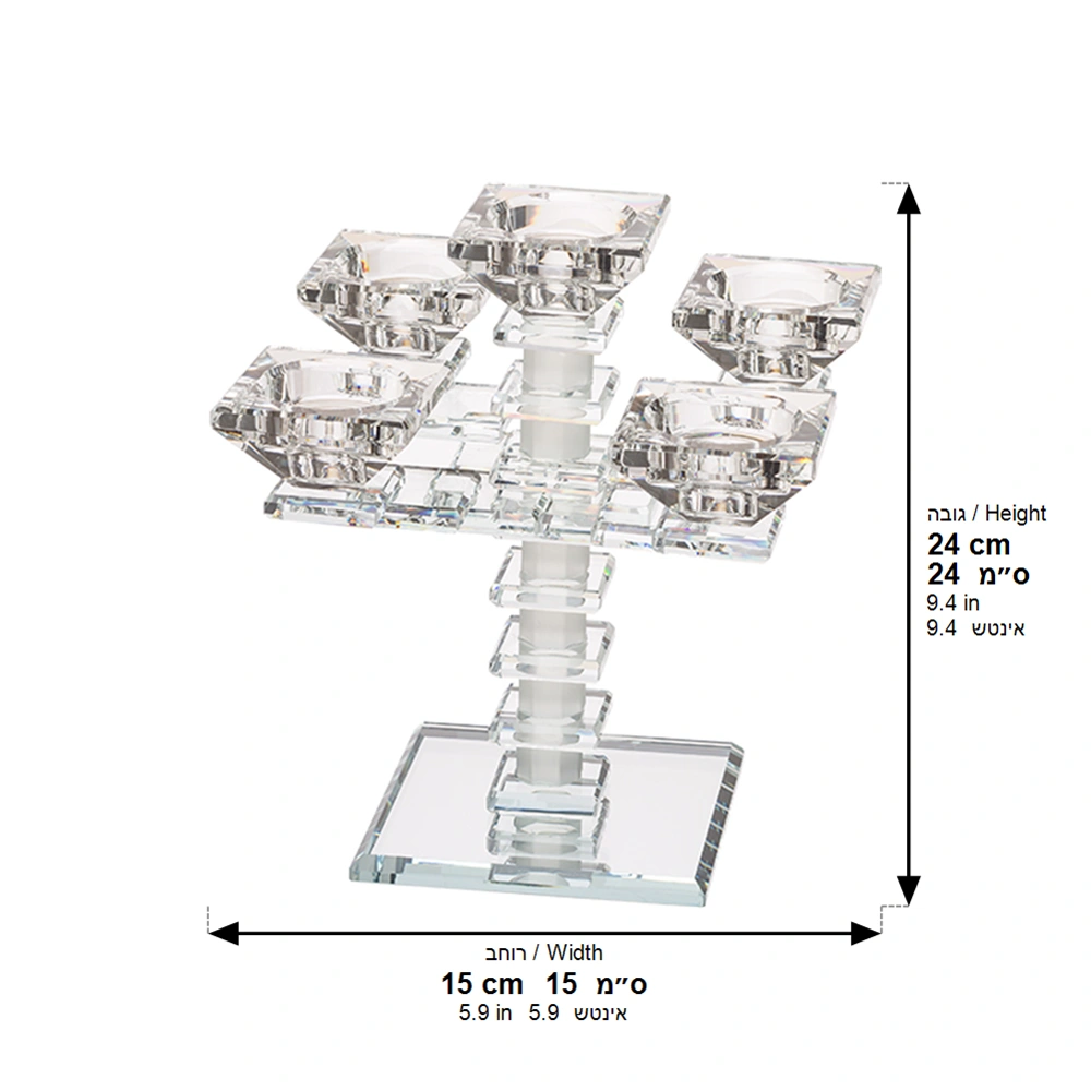 Crystal 5 Branch Candlesticks 19.5 cm