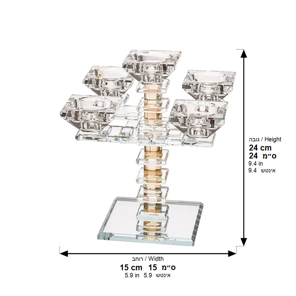 Crystal 5 Branch Candlesticks 19.5 cm