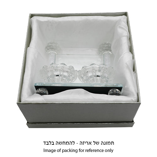Crystal Candlesticks 12.5*7 cm with Hebrew Candle Lightning