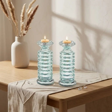 Pair of Crystal Elegant Candlesticks 18 cm