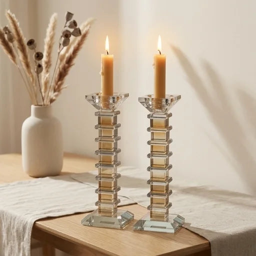 Pair of Crystal Elegant Candlesticks 22.5CM