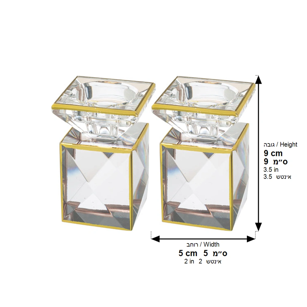 Pair of Crystal Elegant Candlesticks 9 cm
