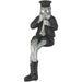 Polymer Sitting Hassidic Figurine with Cloth Legs 25 cm- Clarinet Player - Silver, Black