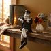 Polymer Sitting Hassidic Figurine with Cloth Legs 25 cm- Fiddler - Silver, Black