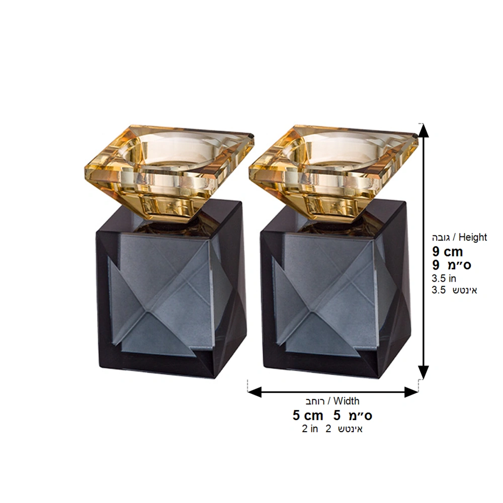 Pair of Crystal Elegant Candlesticks 9 cm
