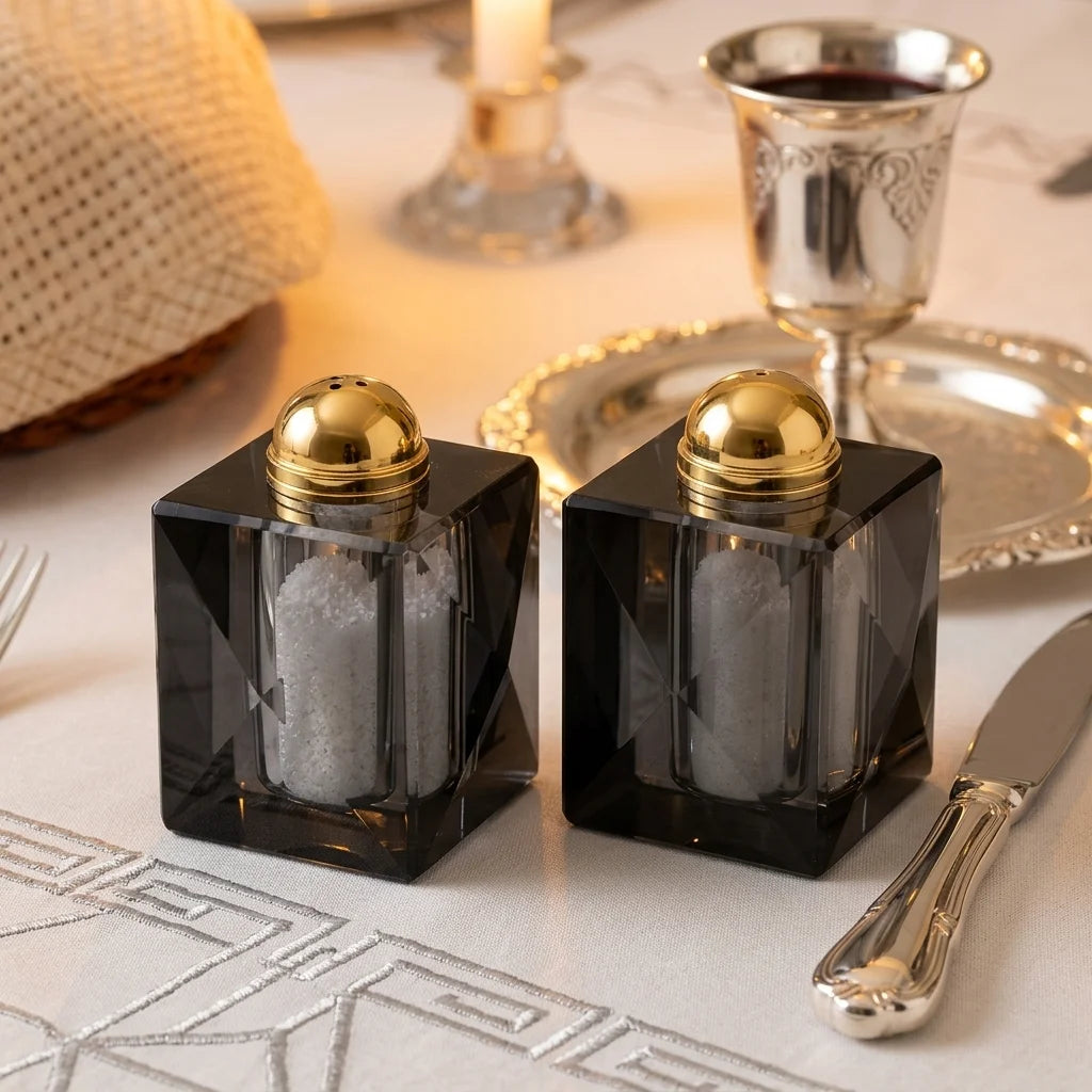 Crystal Salt & Pepper Set 7 cm - Black