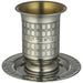 Stainless Steel Engraved Kiddush Cup 10 cm, with Rounded Saucer 12 cm