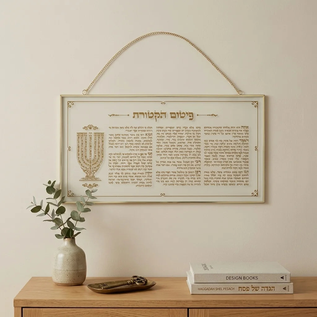 Glass Hebrew-pitum Haktoret 24*46 cm