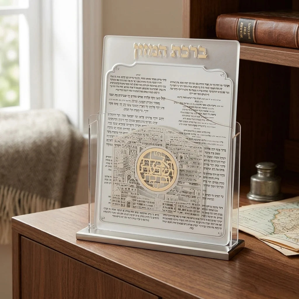 Lucite Benchers Display 17*22 cm with 6 Blessings - Sephardic