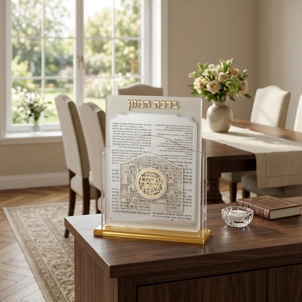 Lucite Benchers Display 17*22 cm with 6 Blessings - Ashkenaz