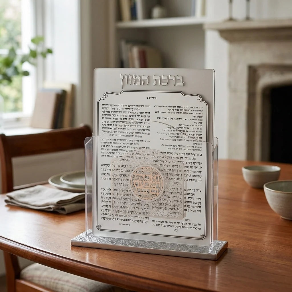 Lucite Benchers Display 17*13 cm with 6 Blessings - Sephardic
