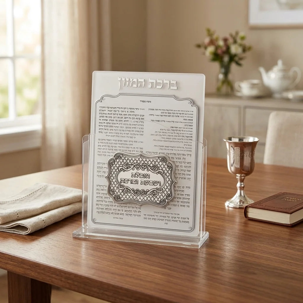Lucite Benchers Display 17*22 cm with 6 Blessings - Sephardic
