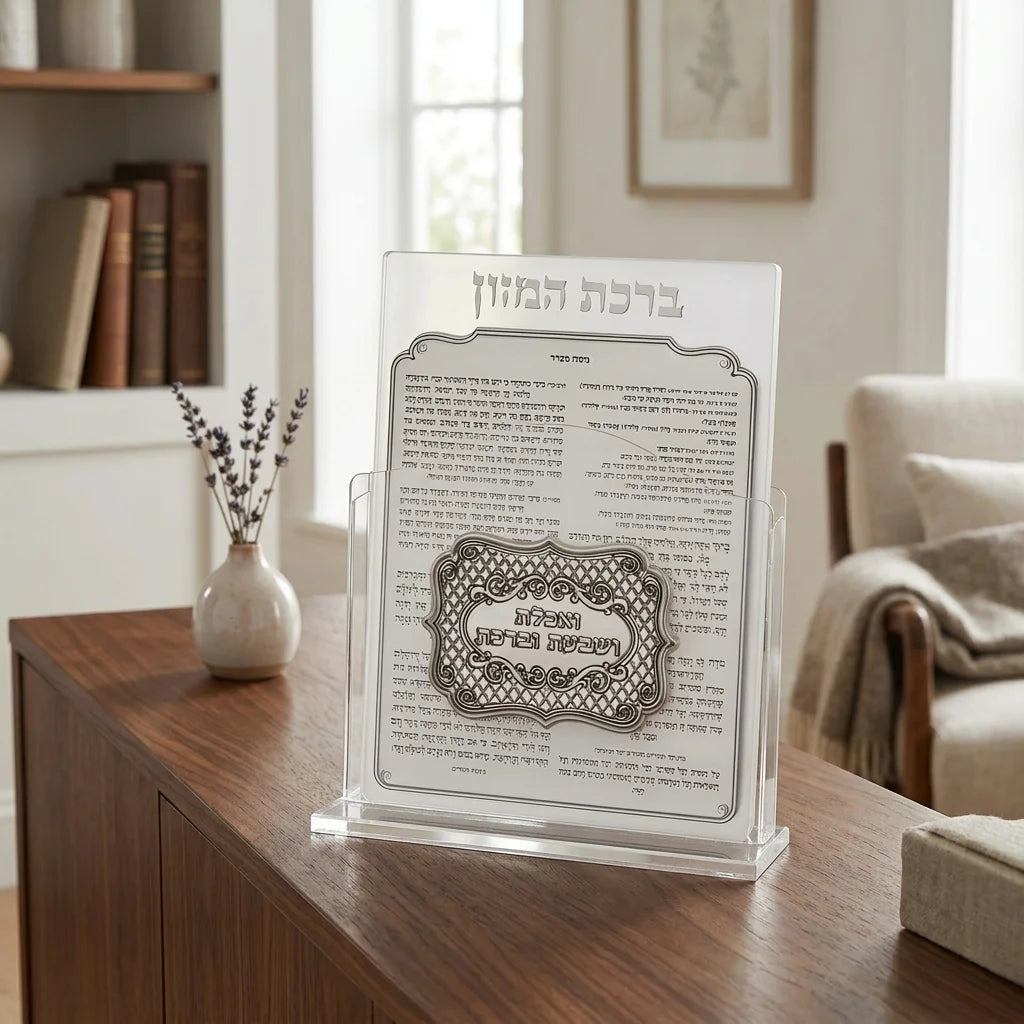 Lucite Benchers Display 17*22 cm with 6 Blessings - Ashkenaz