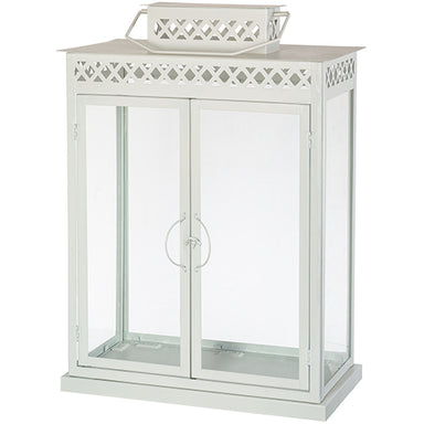 Aluminium and Glass Menorah Box 44*25*52 cm - White