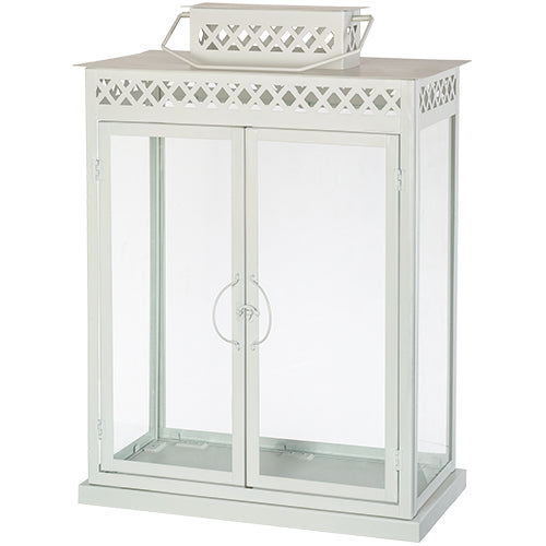 Aluminium and Glass Menorah Box 62*32*85 cm - White