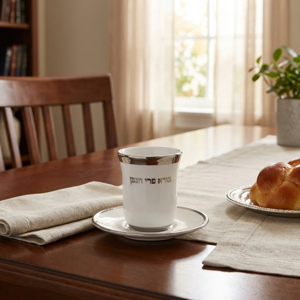 Ceramic Kiddush Cup w/ Saucer