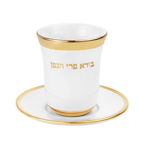 Ceramic Kiddush Cup w/ Saucer